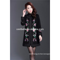 Women Wool Winter Coat Full Sleeve Floral Embroidered Elegant Casual Coat